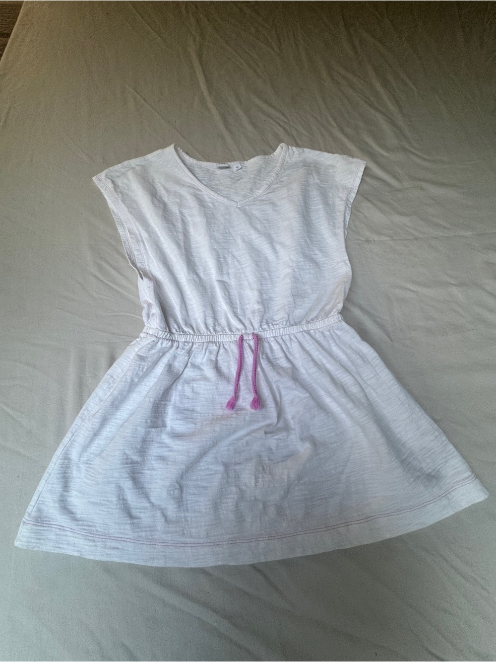 Girls' Kids White Drawstring Waist Summer Dress
size Xxl